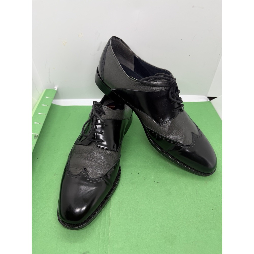 Emilio Franco Men's Black Two Tone Dress Shoes Size 8 Lace Up Italian Made